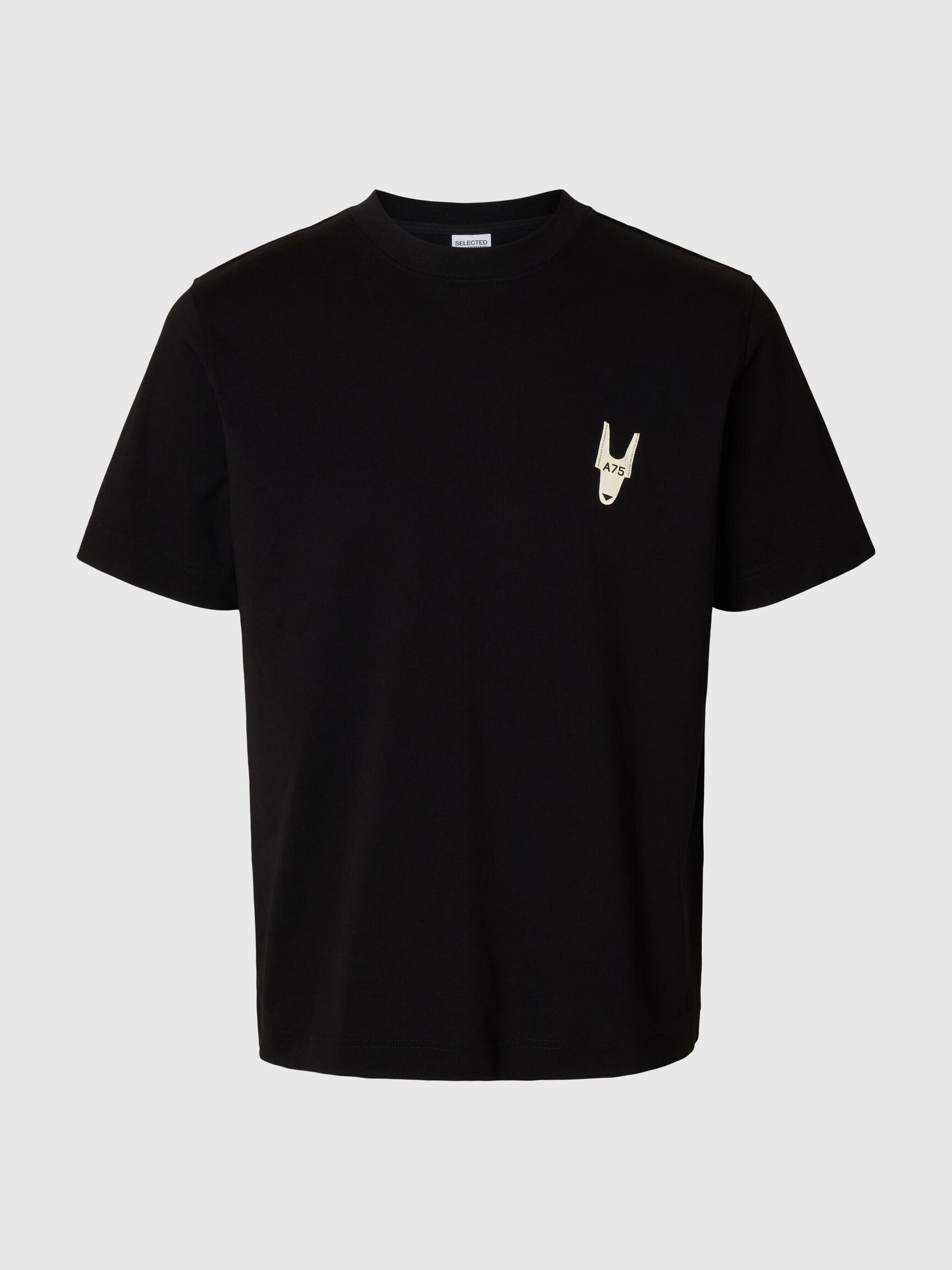 REGULAR FIT PRINTED CREWNECK T-SHIRT, Black, highres