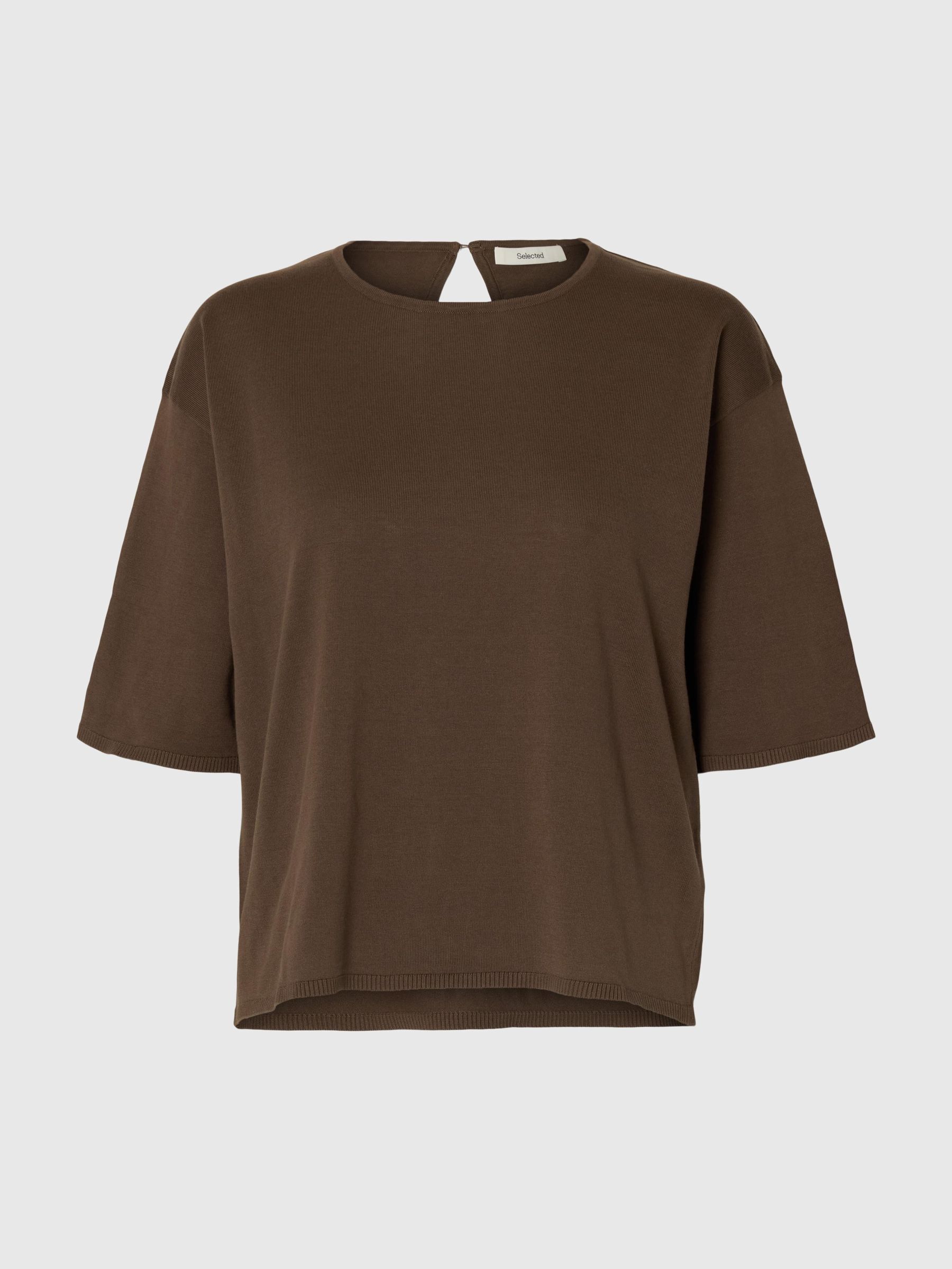 COTTON 2/4 SLEEVED BLOUSE, Chocolate Chip, highres