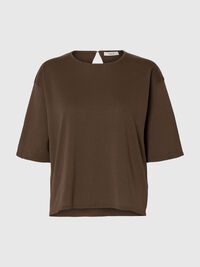 COTTON 2/4 SLEEVED BLOUSE, Chocolate Chip, highres