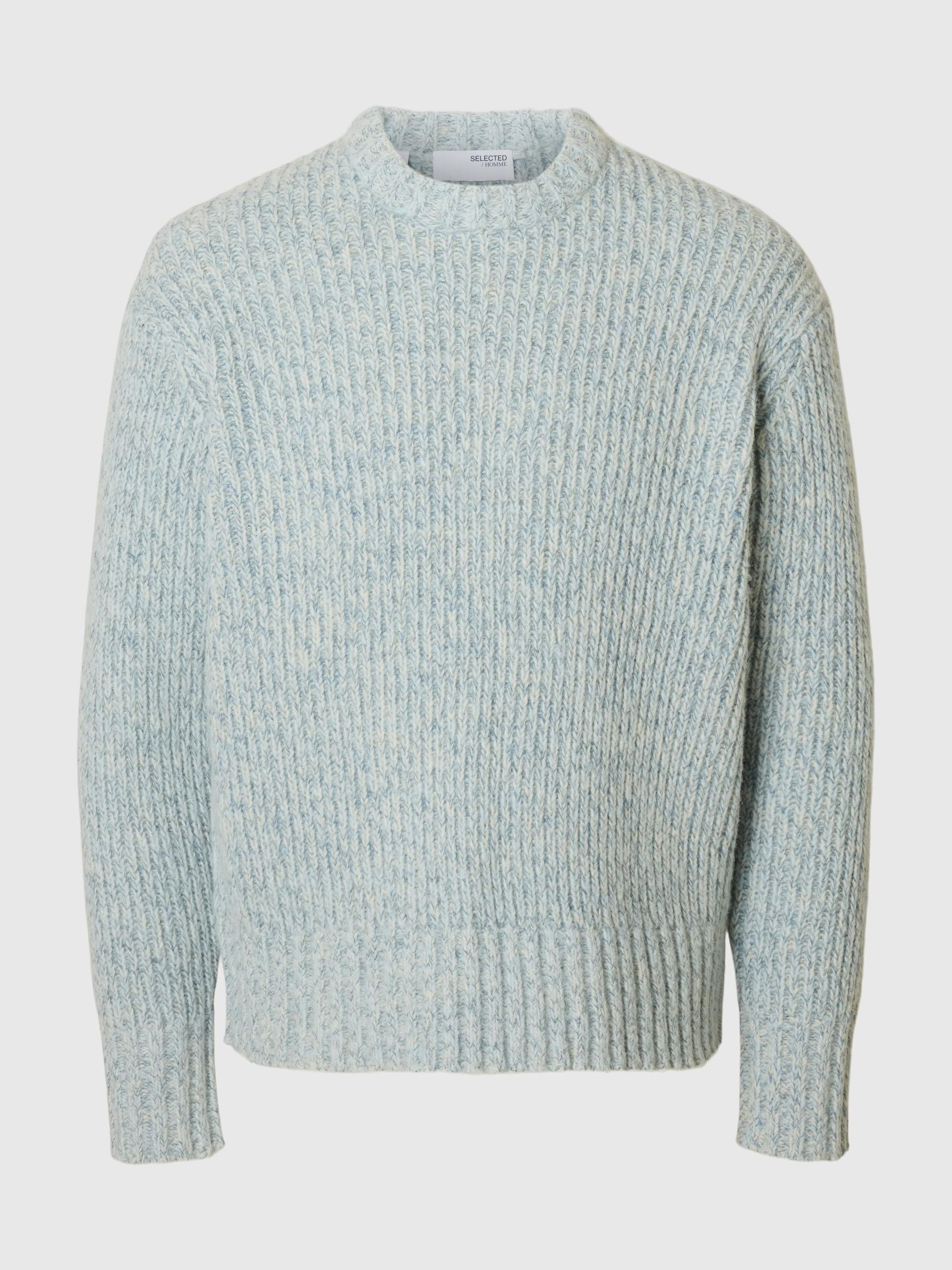 WOLLMIX PULLOVER MIT RUNDHALSAUSSCHNITT, Cashmere Blue, highres