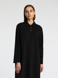POLO STYLE JERSEY LONG SLEEVED DRESS, Black, highres