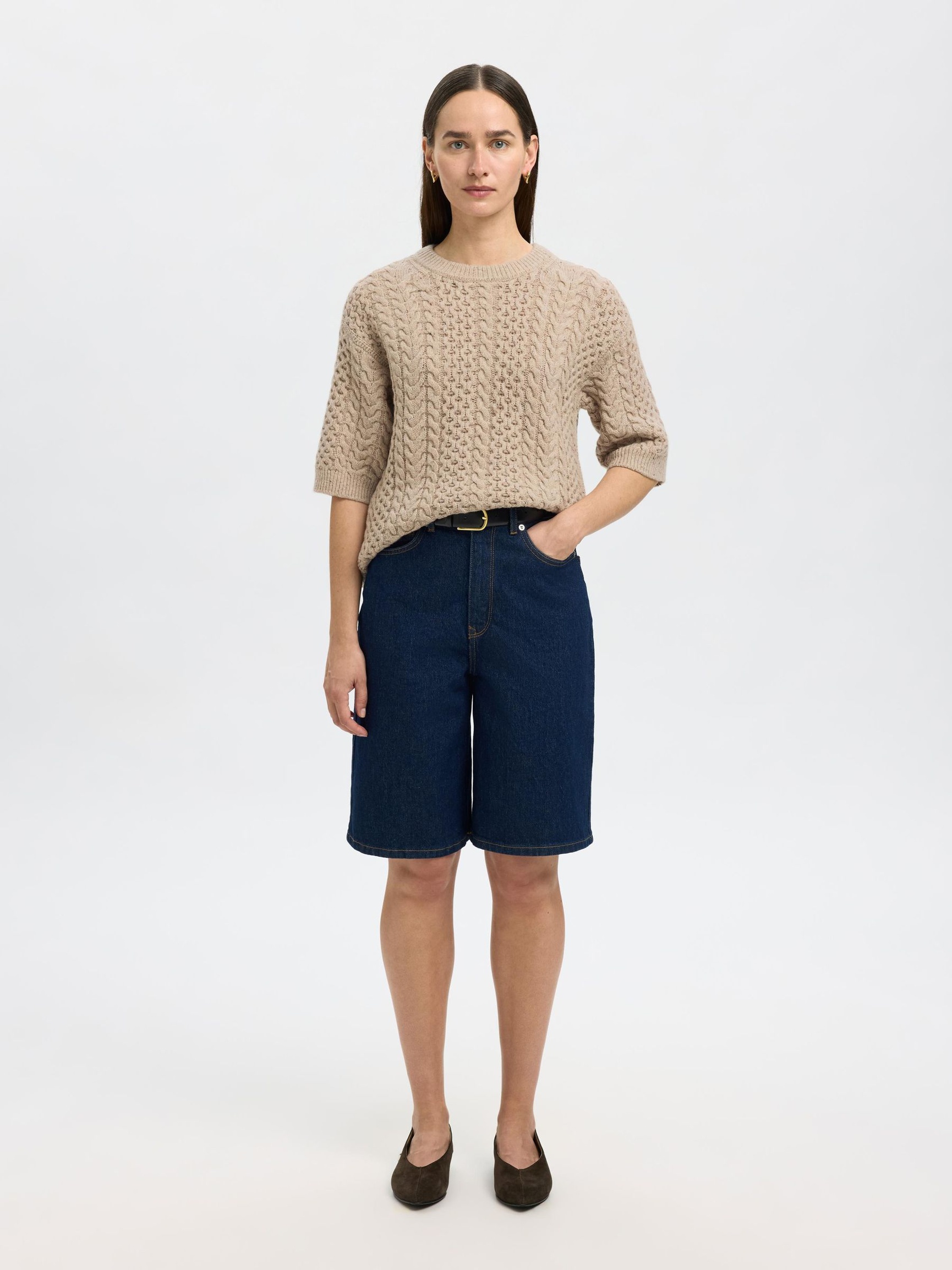 WOOL BLEND KNITTED PULLOVER, Birch, highres