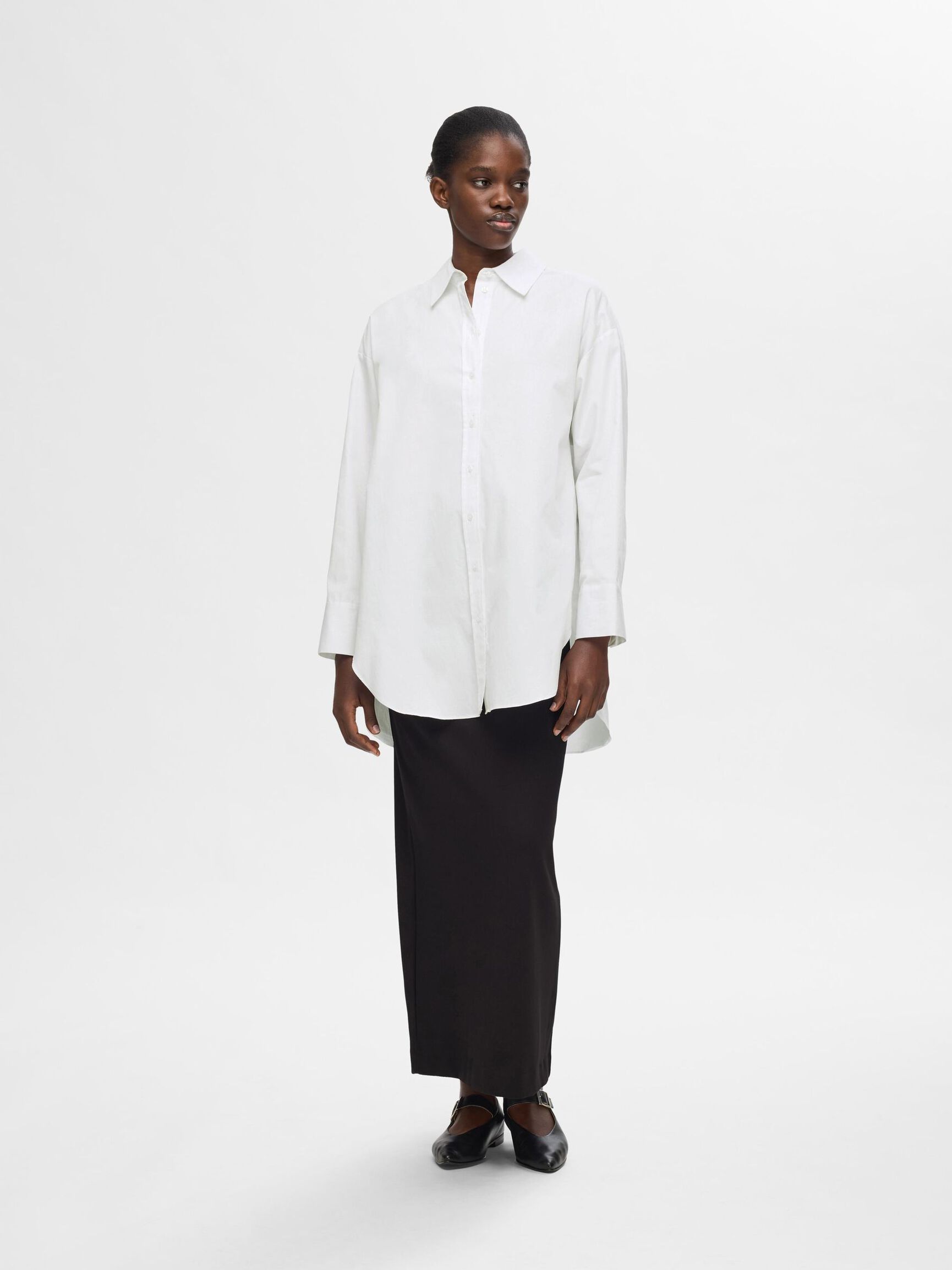 OVERSIZED LONG SLEEVED SHIRT, Bright White, highres