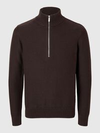 HALF-ZIP PULLOVER, Chocolate Torte, highres