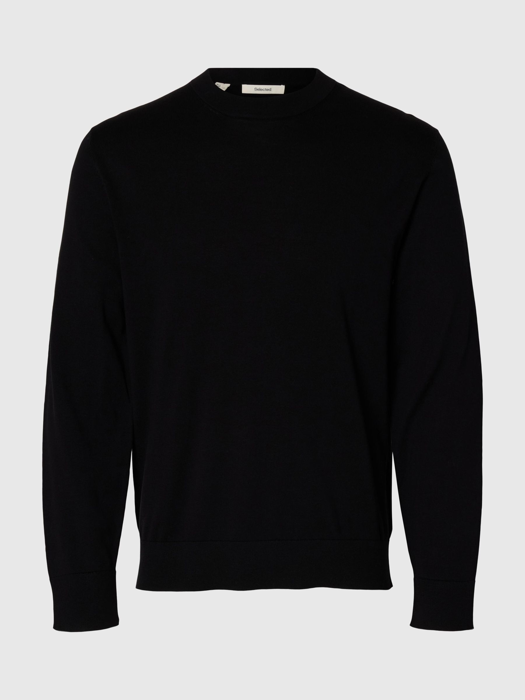 BAUMWOLL PULLOVER, Black, highres
