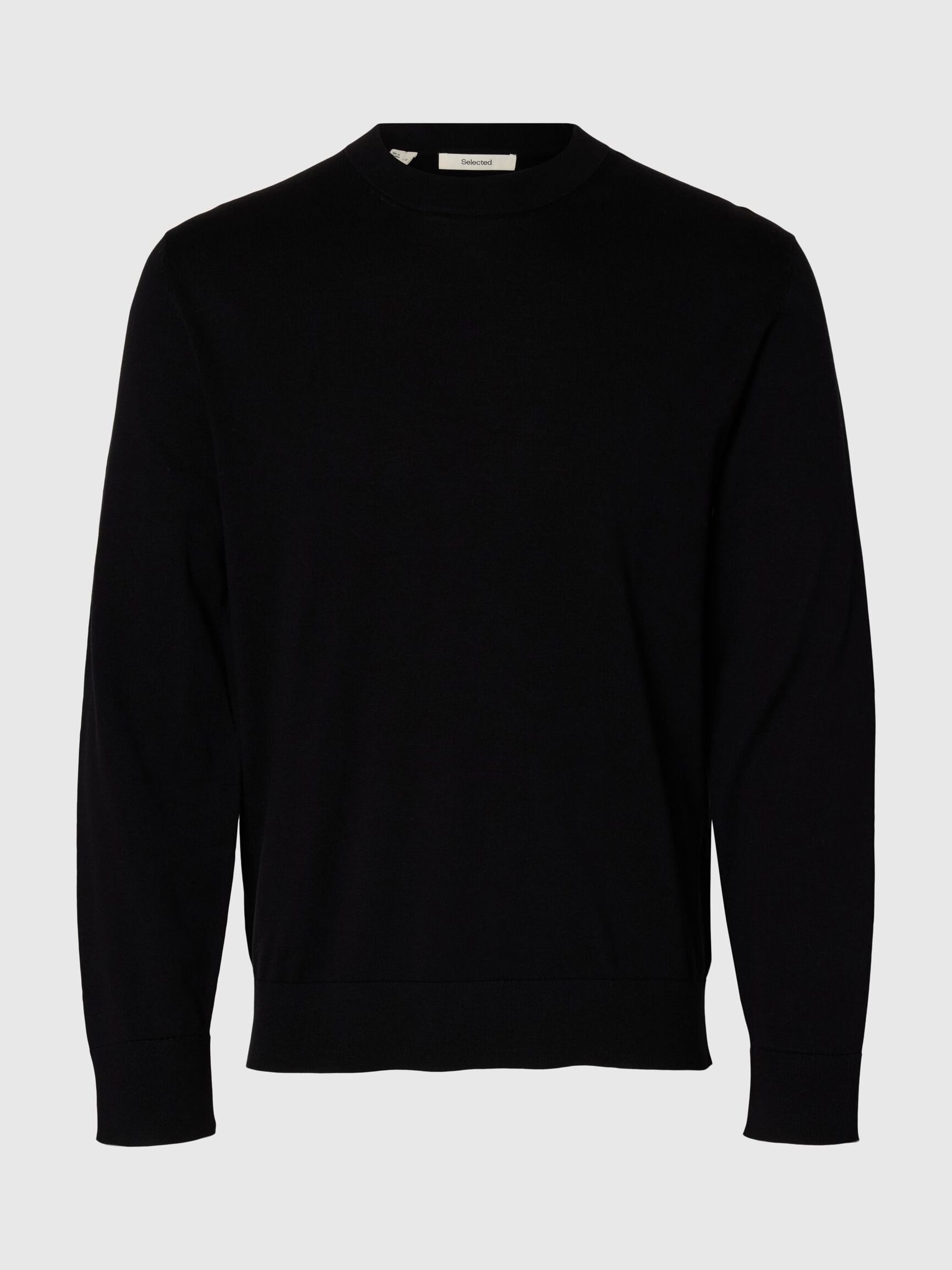 BAUMWOLL PULLOVER, Black, highres