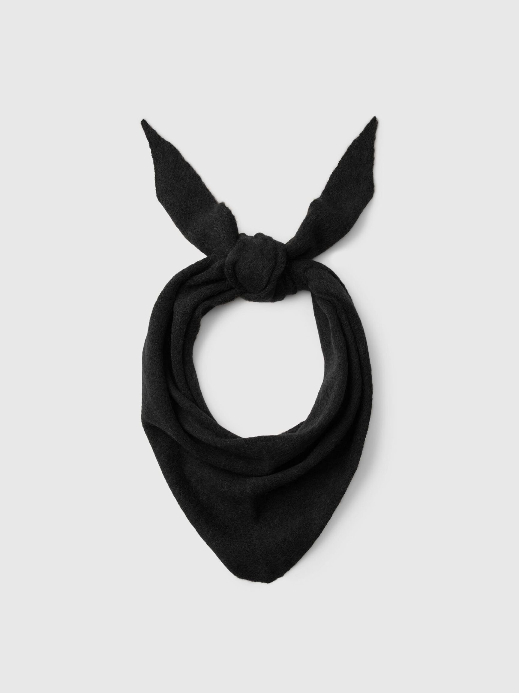 WOOL BLEND TRIANGLE SCARF, Black, highres