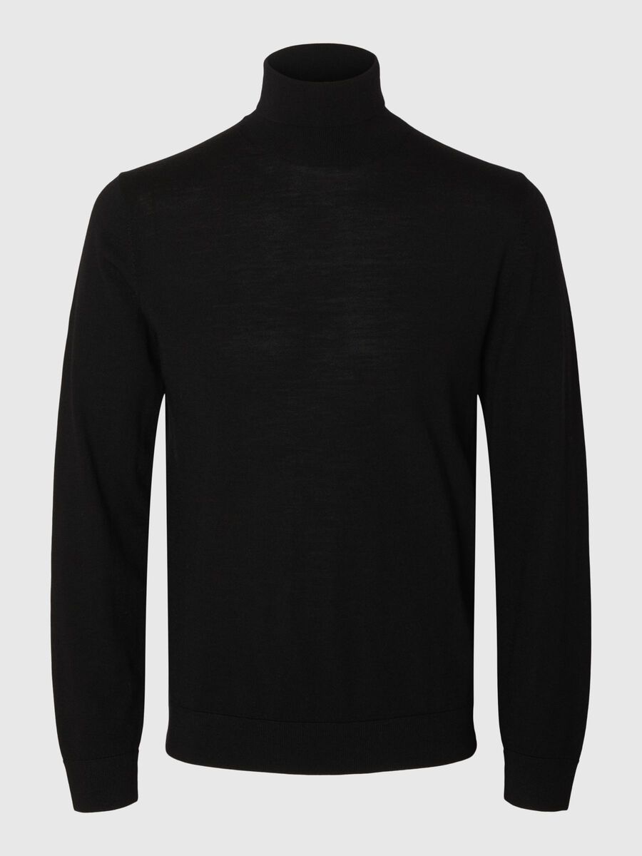 Selected 100% MERINO WOOL TURTLENECK, Black, highres - 16094653_Black_001.jpg