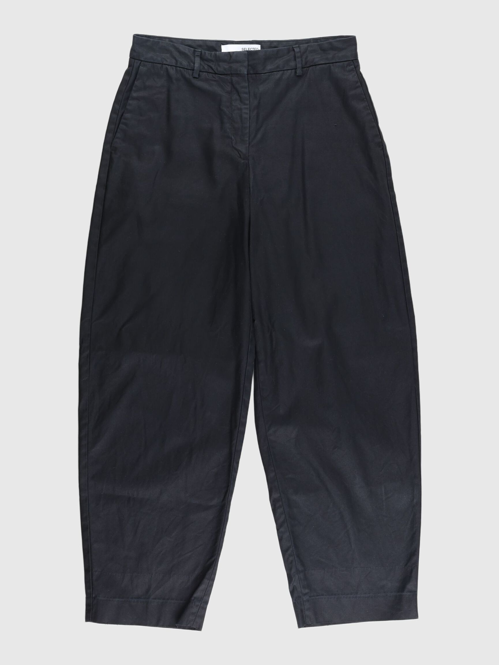 MID WAIST BUKSER MED BARREL-FIT, Black, highres