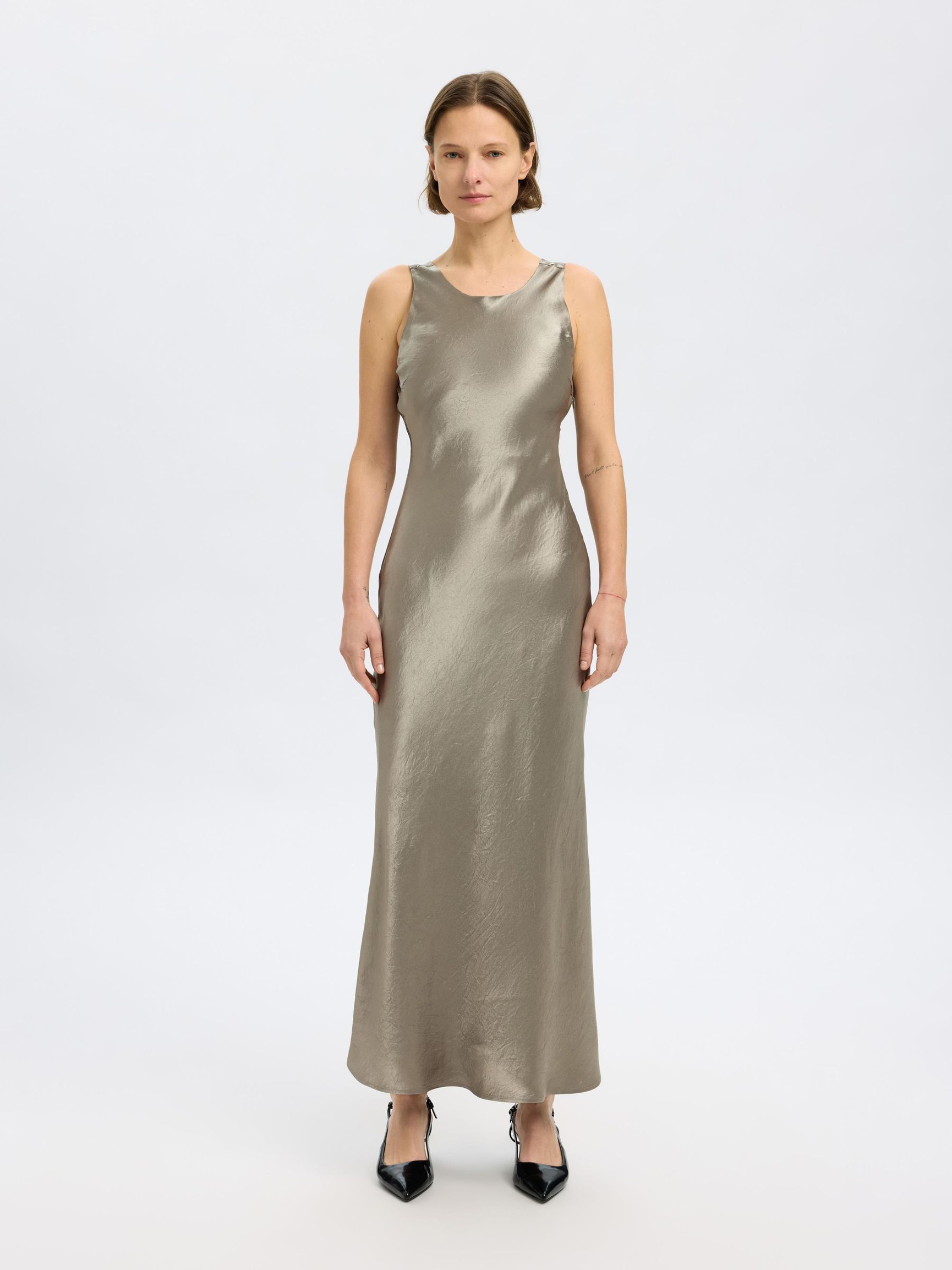 SANS MANCHES ROBE MI-LONGUE, Vetiver, highres
