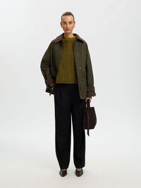 WOOL BLEND CARDIGAN, Fir Green, highres