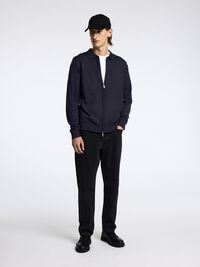 WOOL BLEND ZIP-FRONT CARDIGAN, Dark Sapphire, highres