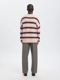 STRIPED KNITTED PULLOVER, Barely Pink, highres