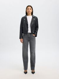 CLASSIC LEATHER JACKET, Black, highres