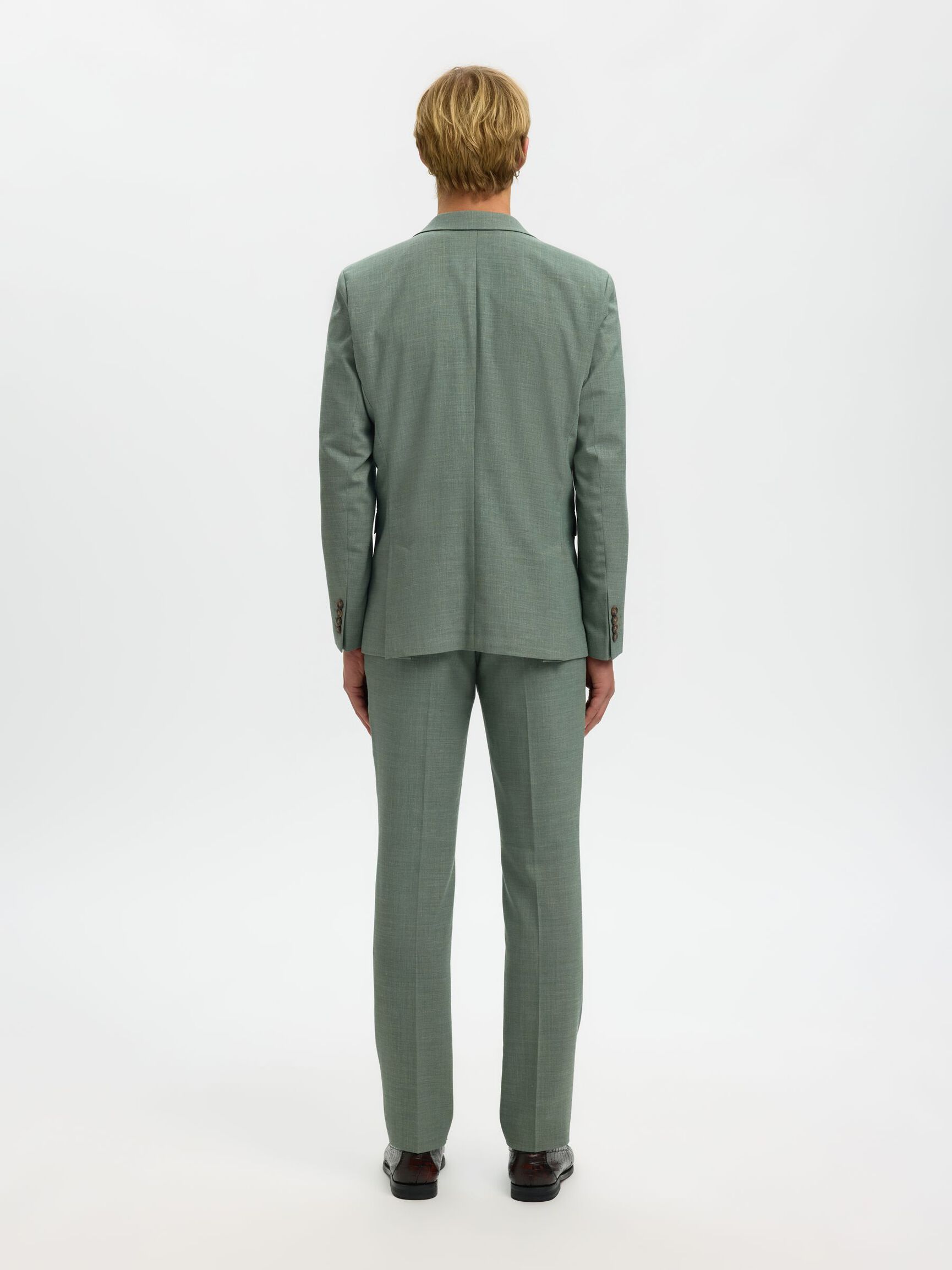 SLIM FIT SINGLE-BREASTED BLAZER, Light Green Melange, highres