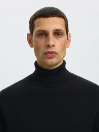 BAUMWOLL ROLLKRAGENPULLOVER, Black, highres