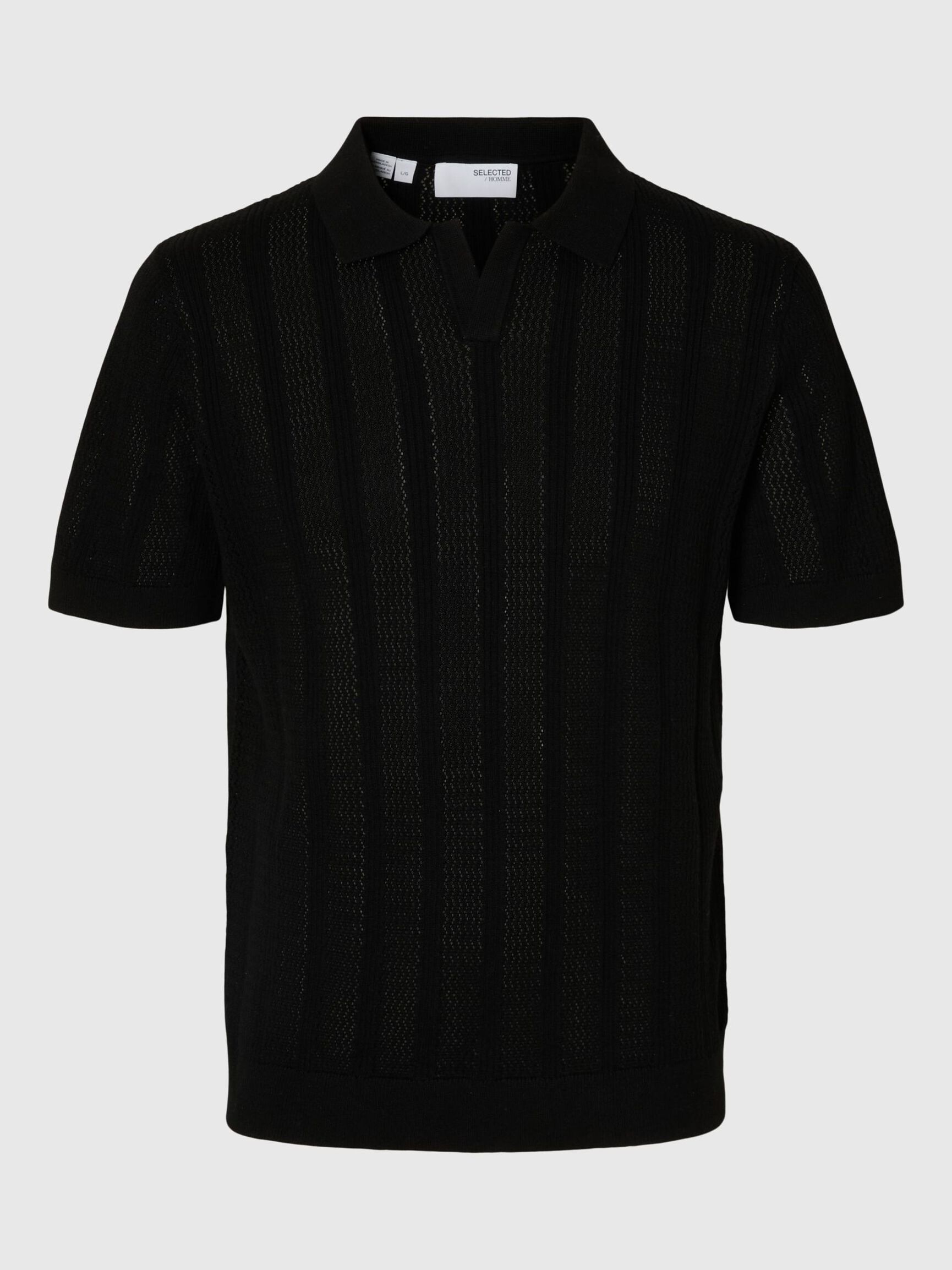 100% BAUMWOLL POLOHEMD AUS STRICK, Black, highres