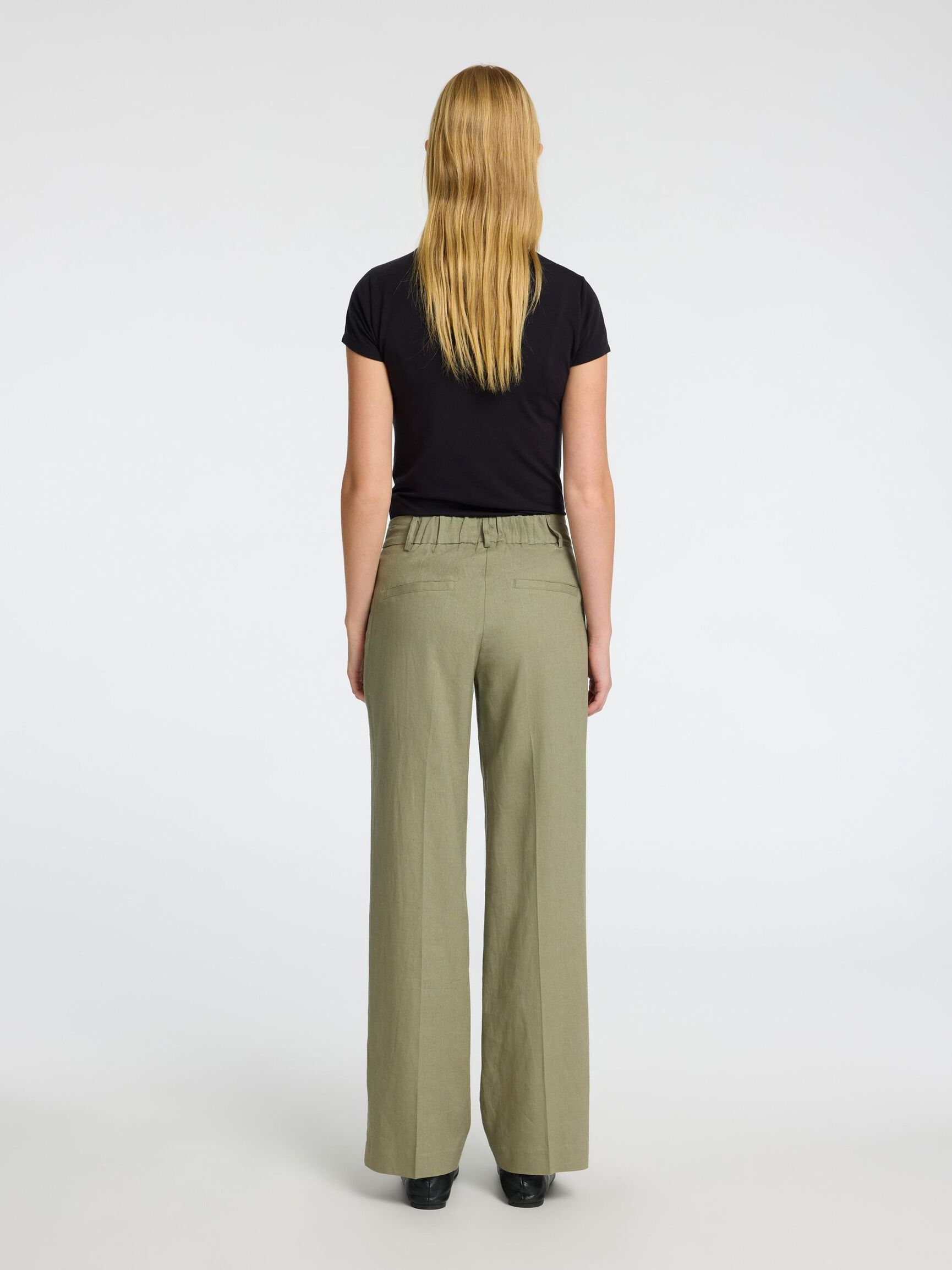 TAILORED WIDE-LEG TROUSERS, Vetiver, highres