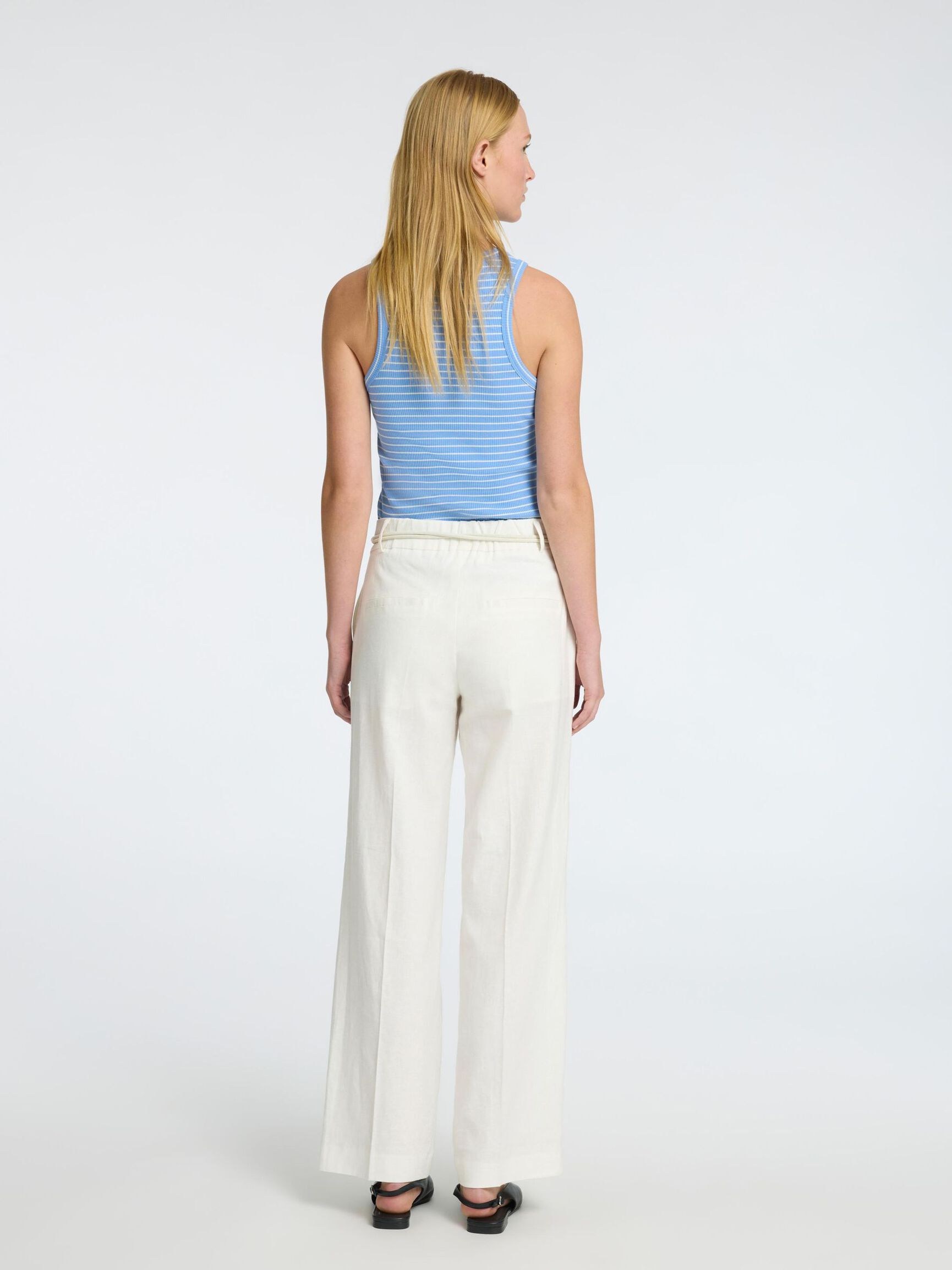 TAILORED WIDE-LEG TROUSERS, Bright White, highres