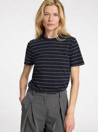 GESTREEPT KATOEN T-SHIRT, Dark Sapphire, highres