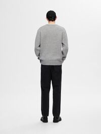 WOOL BLEND RELAXED FIT JUMPER, Light Grey Melange, highres