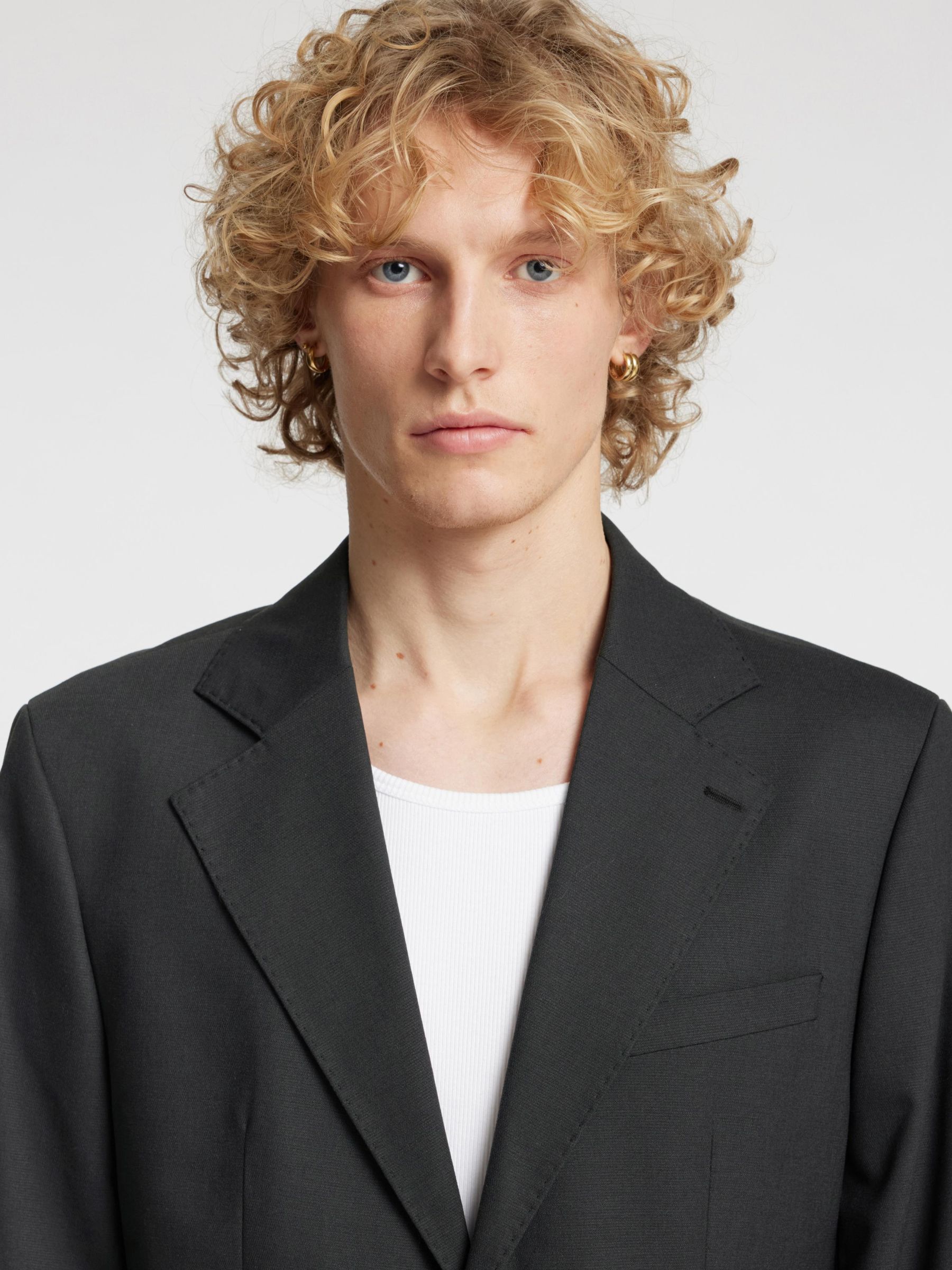 RELAXED FIT WOOL BLAZER, Black, highres