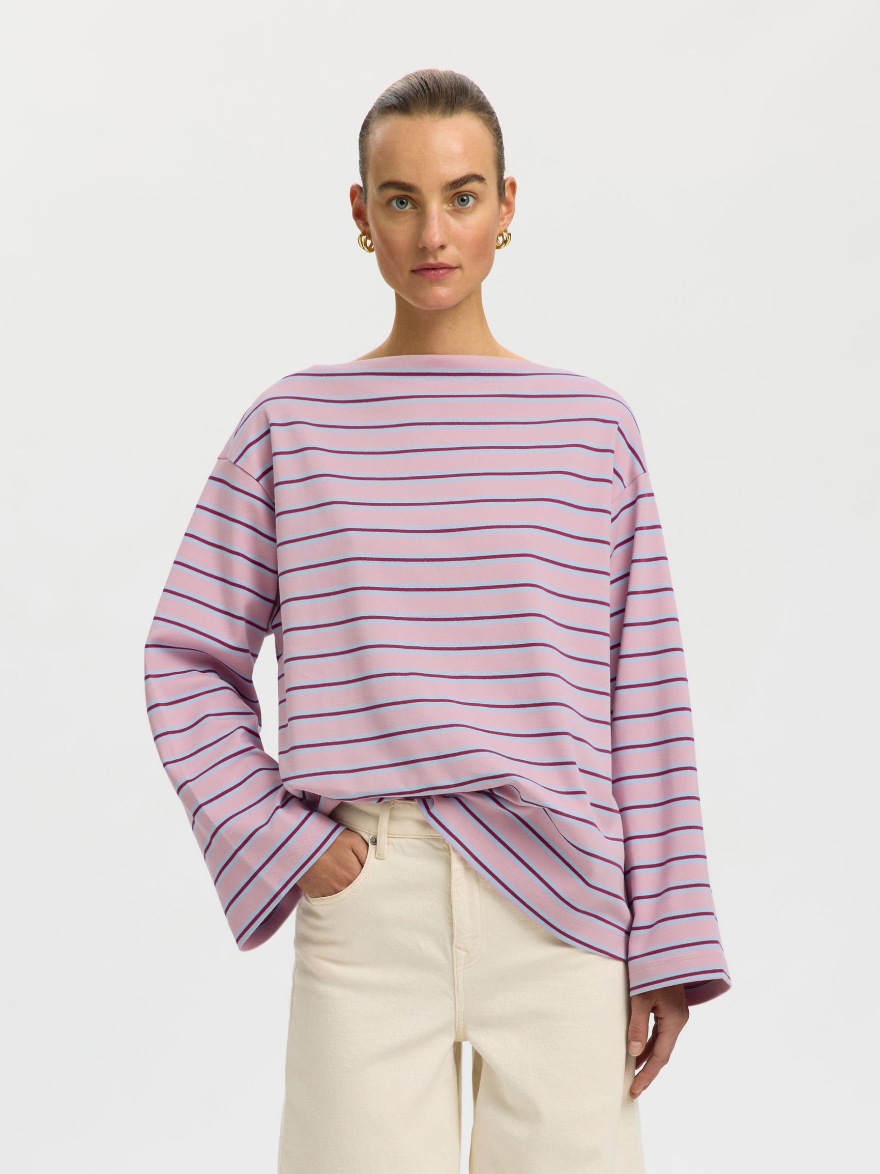 BOOTHALS TOP MET LANGE MOUWEN, Bleached Mauve, highres