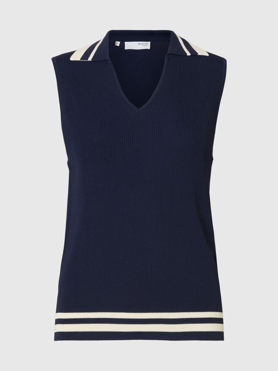 Selected V-NECK SLEEVELESS TOP, Outer Space, highres - 16099119_OuterSpace_1215997_001.jpg