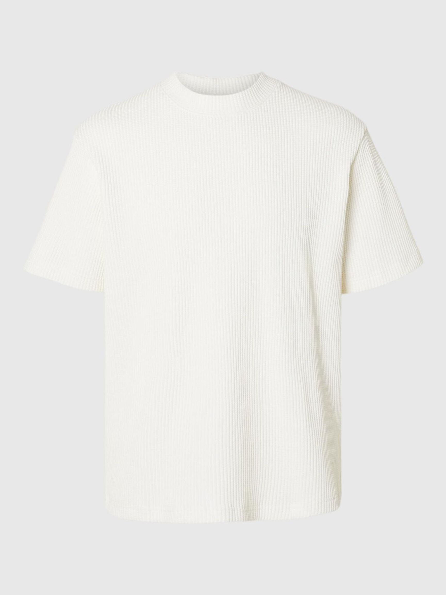 RELAXED FIT GEWAFELD T-SHIRT, Egret, highres