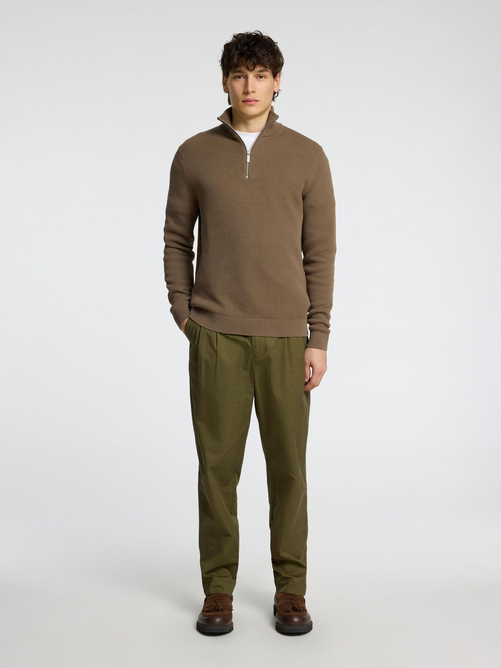 RELAXED FIT CROPPED BUKSER, Kalamata, highres