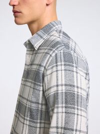 LONG SLEEVED FLANNEL SHIRT, Egret, highres