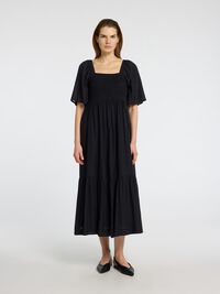 SHORT SLEEVED MAXI DRESS, Black, highres