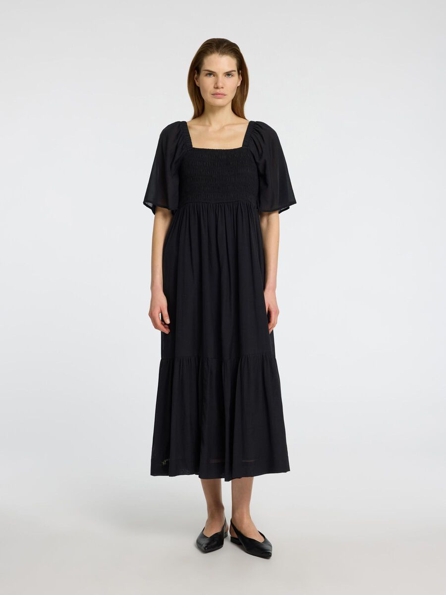 Selected KORTE MOUWEN MAXI JURK, Black, highres - 16096725_Black_003.jpg
