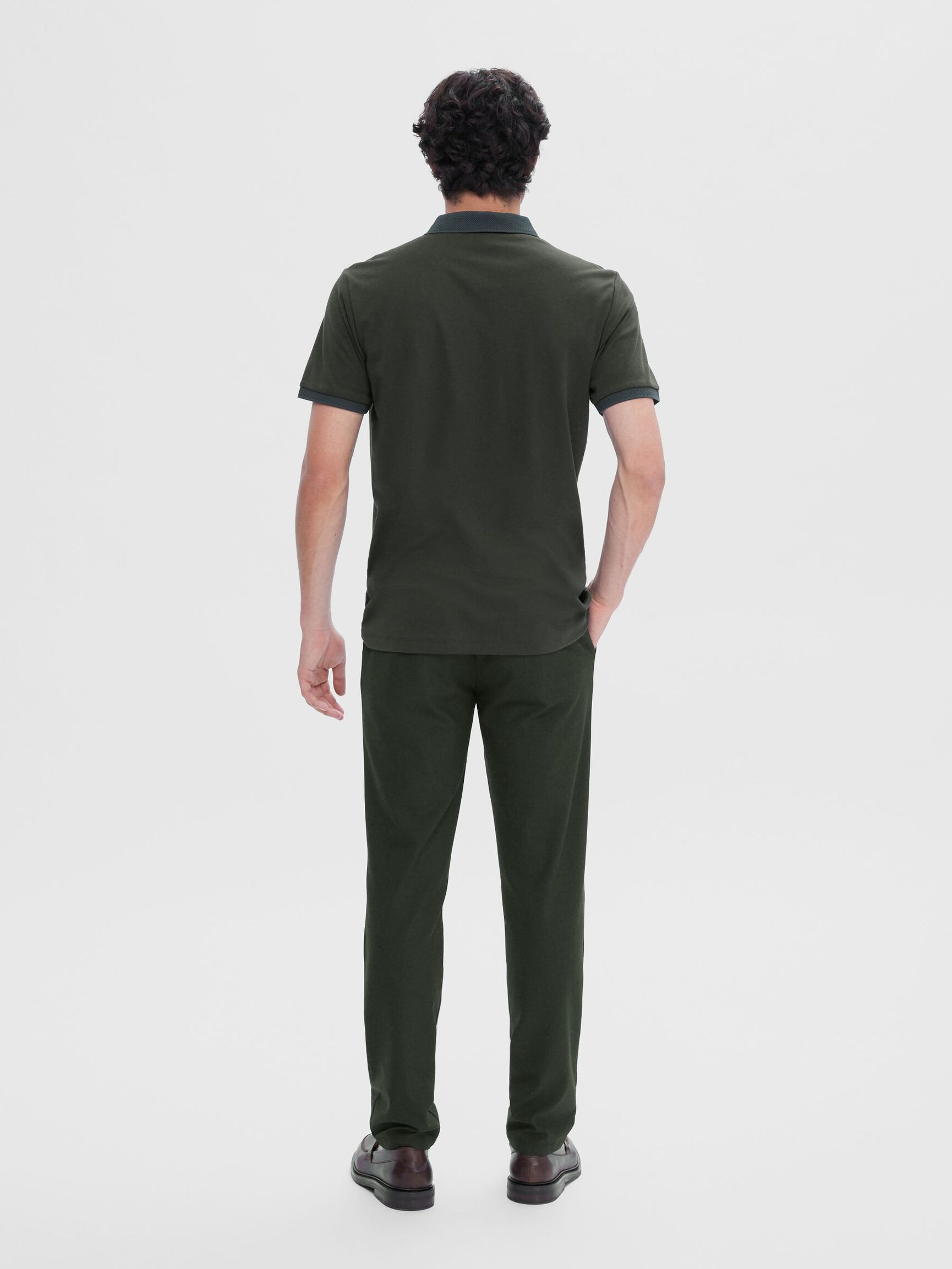 ZIPPER KNITTED POLO SHIRT, Green Gables, highres