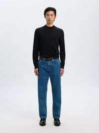 100% MERINO WOOL MOCK-NECK JUMPER, Black, highres
