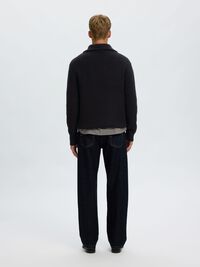 WOOL BLEND HALF-ZIP JUMPER, Black, highres