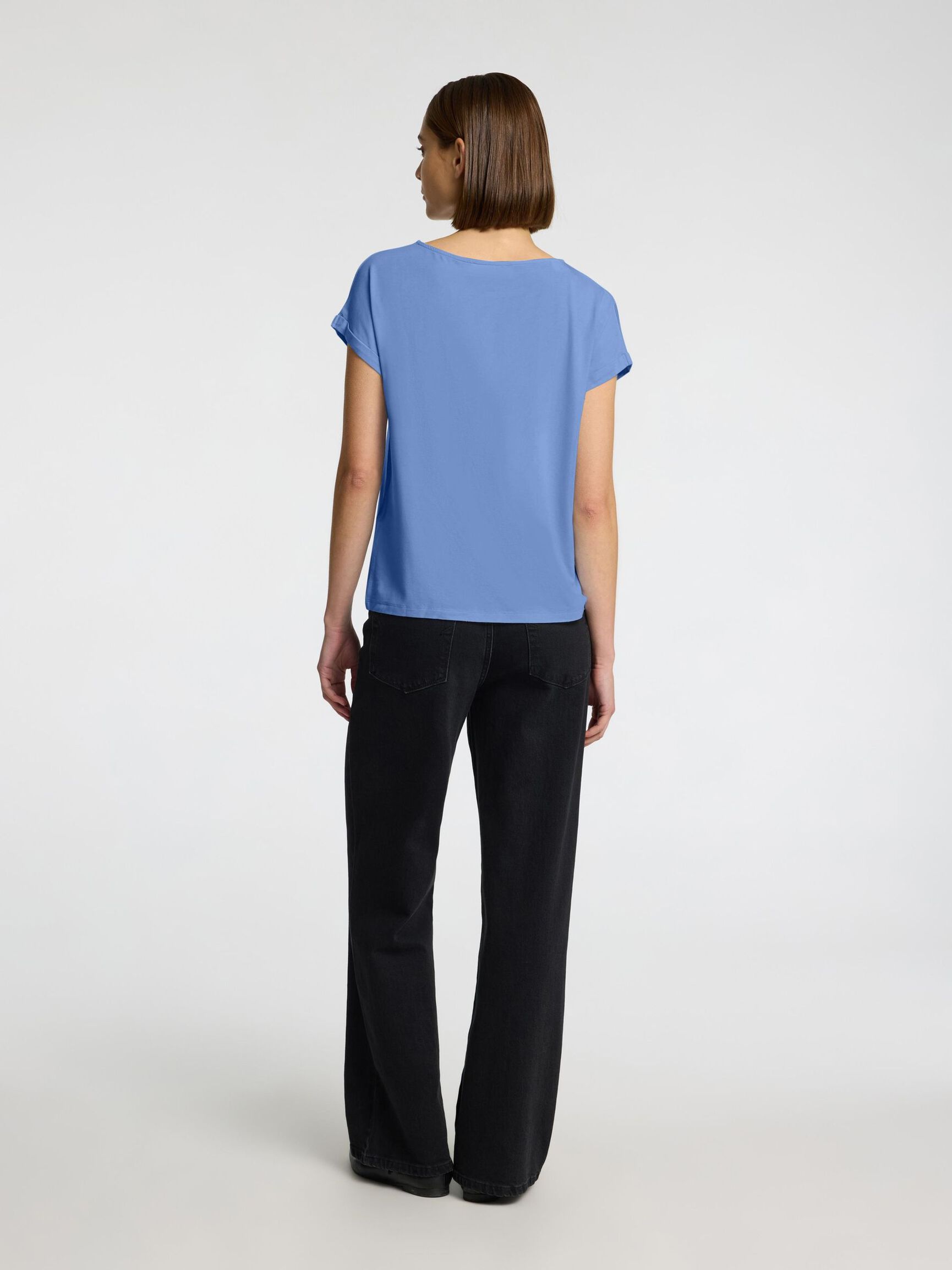 BOATNECK T-SHIRT, Cornflower Blue, highres
