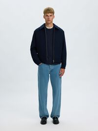 CABLE KNIT PULLOVER, Navy Blazer, highres