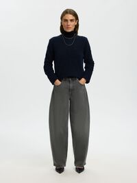 WOOL BLEND KNITTED PULLOVER, Dark Sapphire, highres