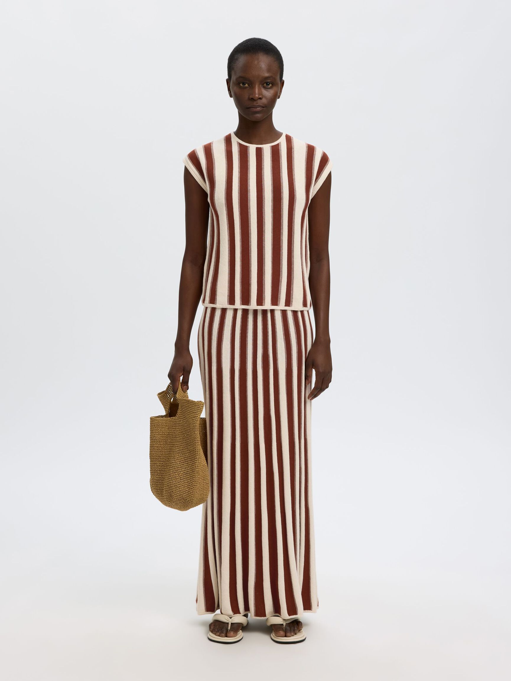 MAXI KNITTED SKIRT, Birch, highres