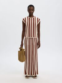MAXI KNITTED SKIRT, Birch, highres