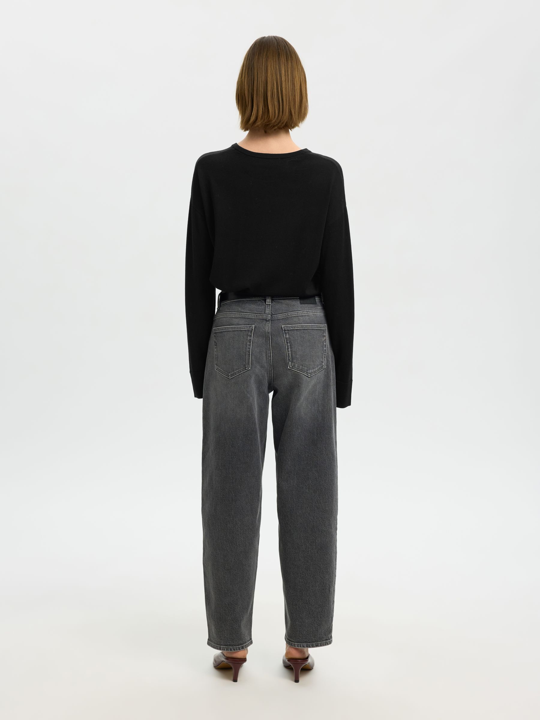 100% MERINO WOOL PULLOVER, Black, highres