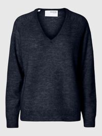 WOLLGEMISCH V-AUSSCHNITT PULLOVER, Dark Sapphire, highres