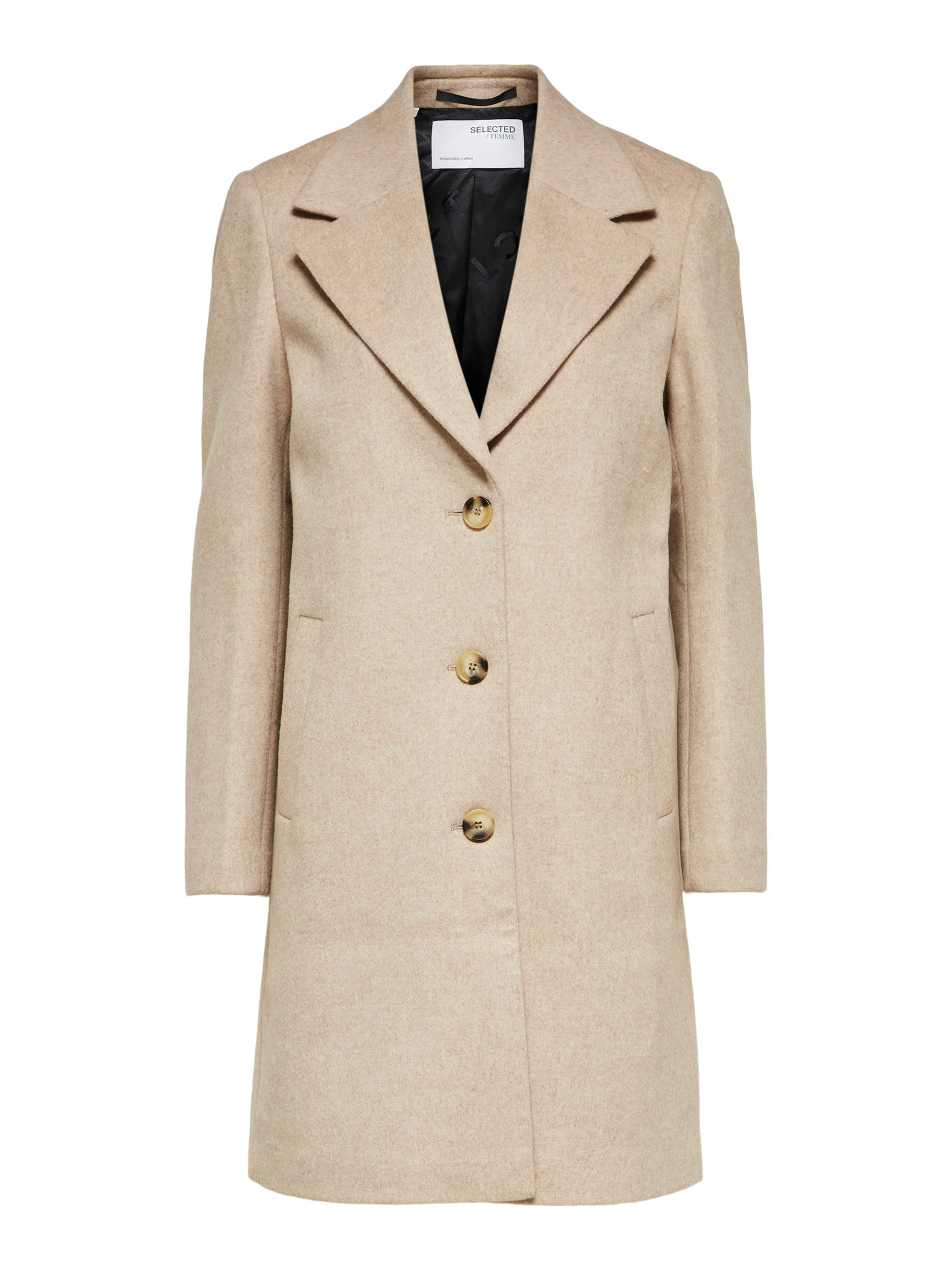 SINGLE-BREASTED COAT, Beige, highres