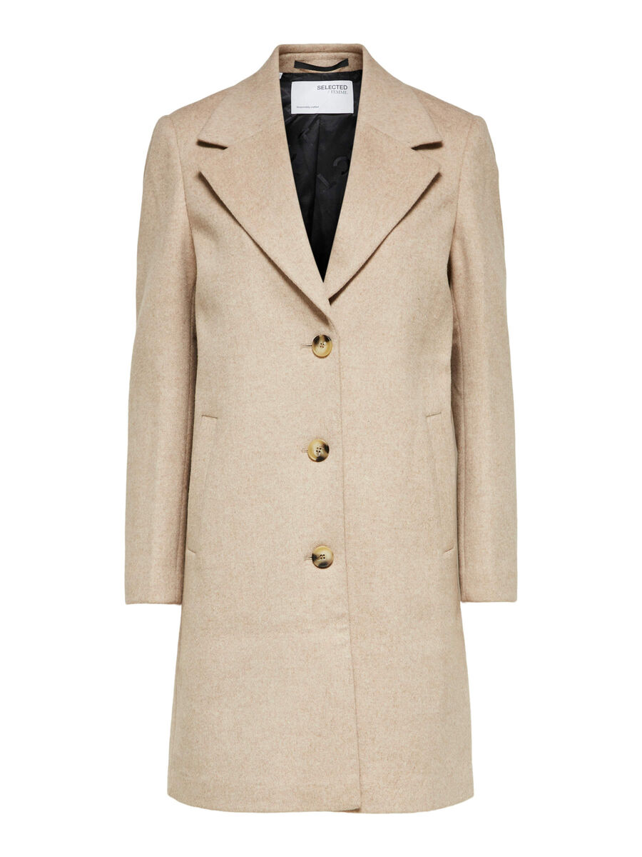 Selected SINGLE-BREASTED COAT, Beige, highres - 16079292_Beige_850001_001.jpg