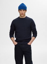 100% KATOEN PULLOVER MET RONDE HALS, Dark Sapphire, highres