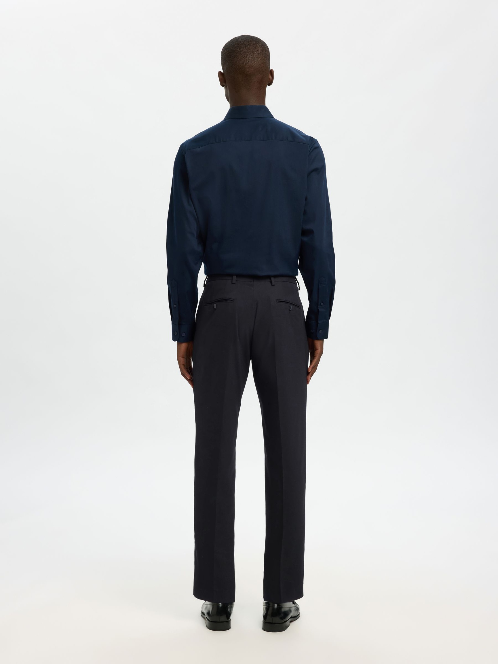 WOVEN WOOL BLEND TROUSERS, Black, highres