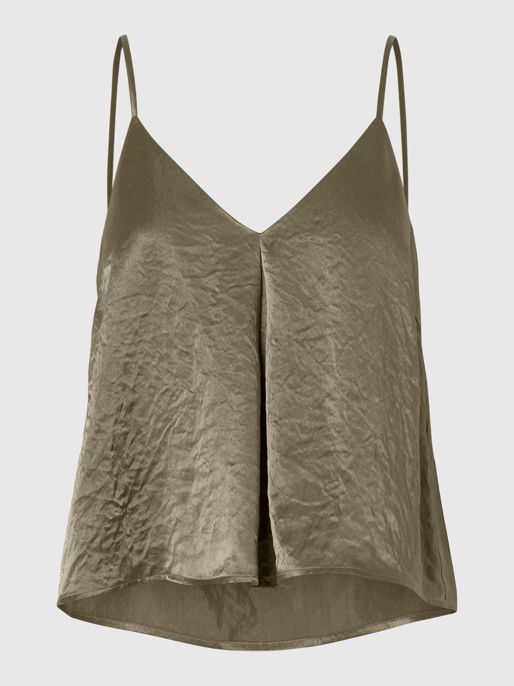 V-NECK SPAGHETTI STRAP TOP, Vetiver, highres