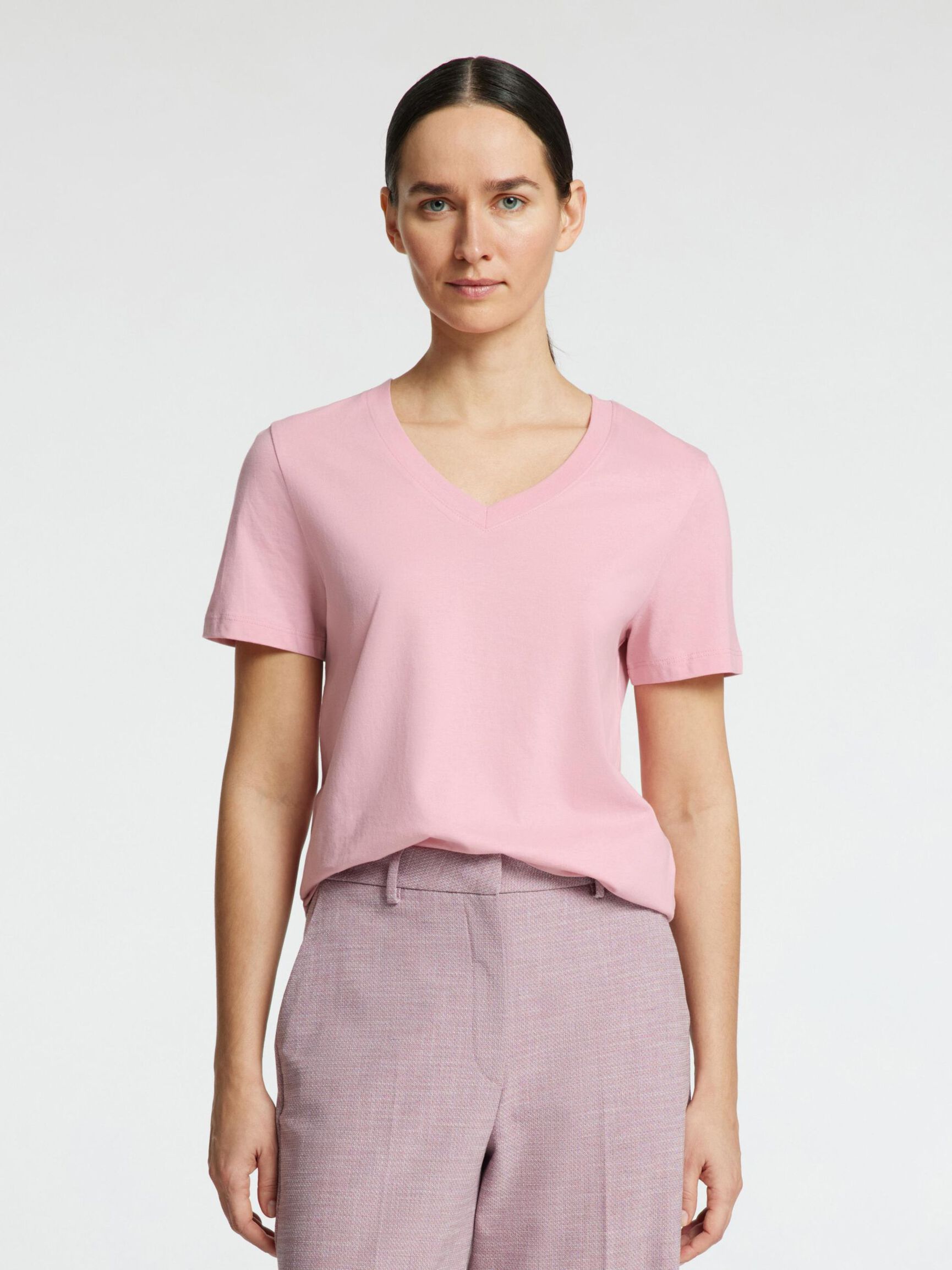 KLASSISCHES V-NECK T-SHIRT, Bleached Mauve, highres