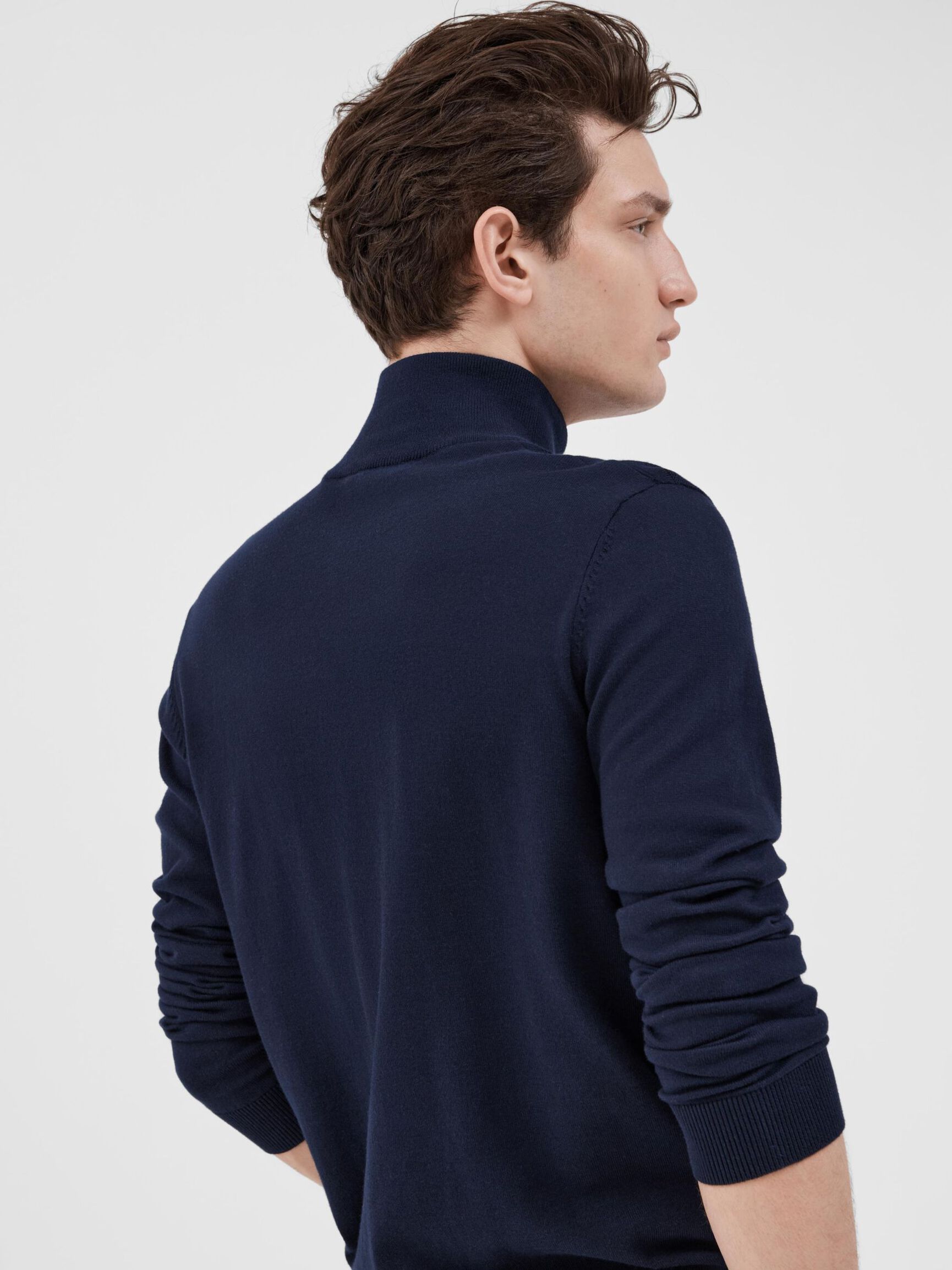 HALF-ZIP STRICKPULLOVER, Navy Blazer, highres